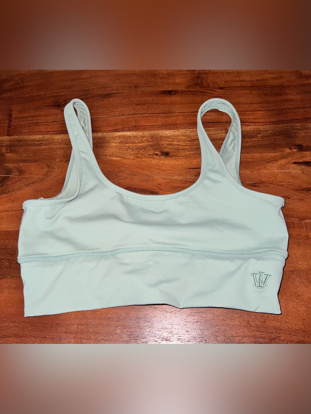Light Mint Scoop Sports Bra with Subtle Logo - Women Intimates & Sleepwear